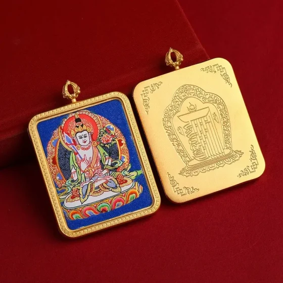 Tibetan Thangka Buddha Pendant Necklace