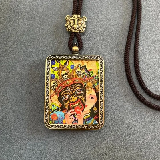 KyLin Aura Tibetan Thangka Ghau Pendant Necklace