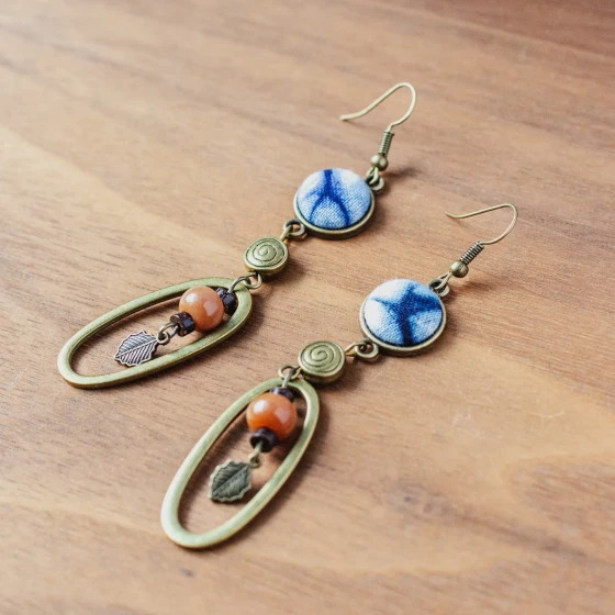 KyLin Aura Handmade Tie-Dye Tassel Earrings - Artisanal Ethnic Vintage Drop Earrings for Women, Sophisticated Statement Jewelry