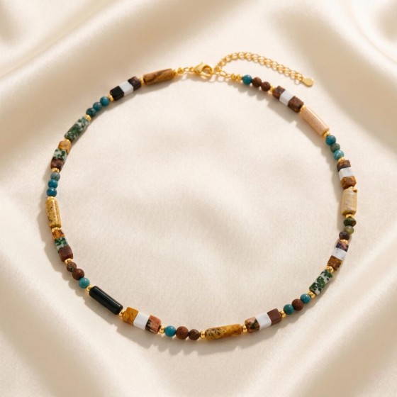 Geometric Beaded Necklace | Natural Stone | Meditation Healing | Mothers Day Gift