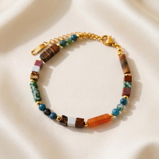 Vintage Stone Bracelet | Natural Earthy Gemstones | Calming Grounding Energy | Gift Ready