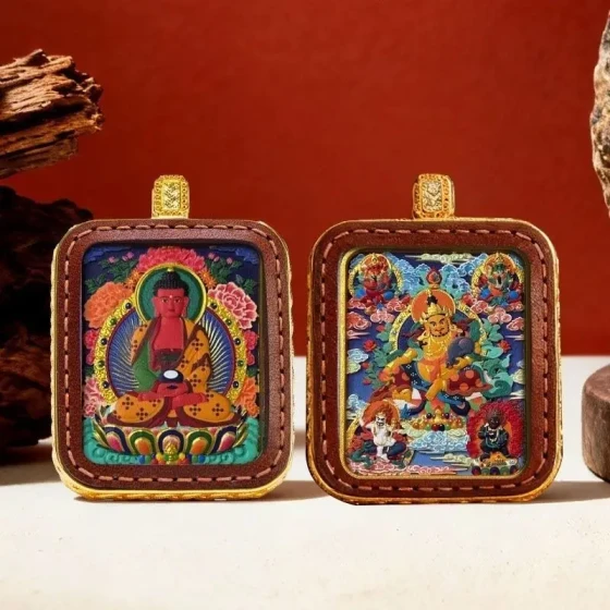 KyLin Aura Double-sided Hand-painted Thangka Buddha Pendant