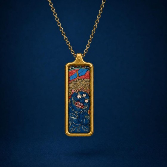 Acala Thangka Necklace, Titanium Steel Fudo Myoo Pendant, Tiny Treasure Gift