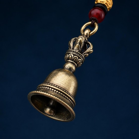 Brass Bell Keychain, Tibetan Inspired Vajra Bag Charm for Backpack Car Meditation Gift