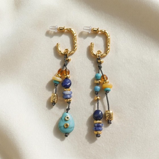 Complete Vintage Ethnic Turquoise Lapis Lazuli Jewelry Set Antique Gold Refined Medieval Gift Her