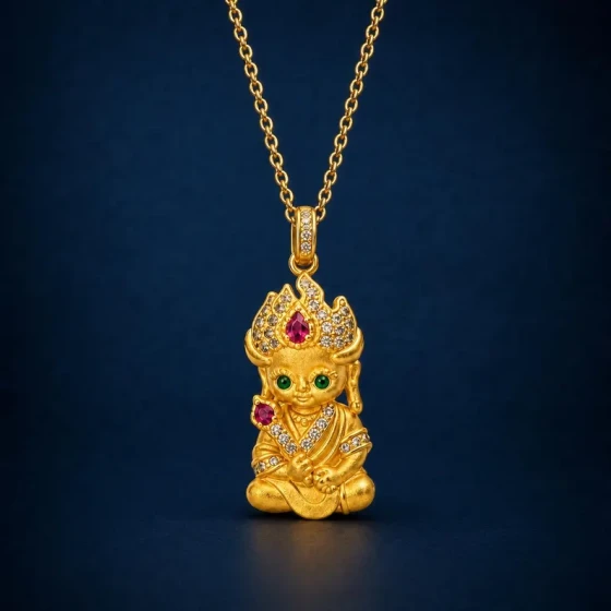 Acala Guardian Pendant, Gold Plated Spiritual Necklace, Protection Gift for Him