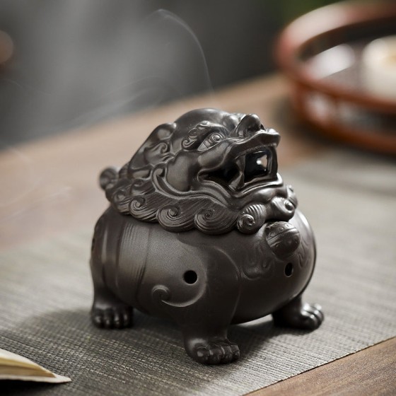 KyLin Aura Auspicious Suanni Ceramic Incense Burner
