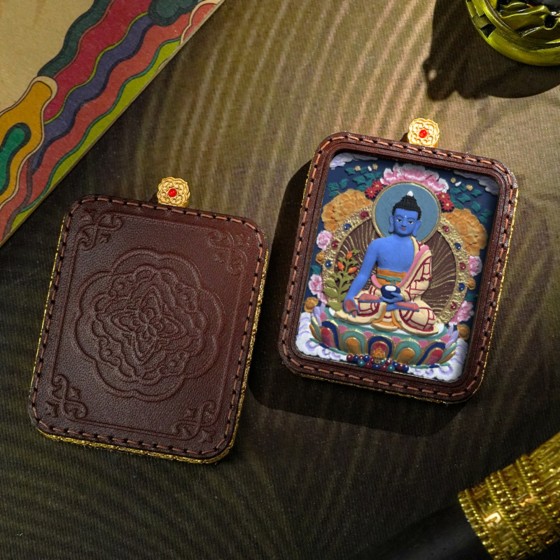 KyLin Aura Tibetan Hand-Painted 3D Thangka Buddha Pendant Necklace