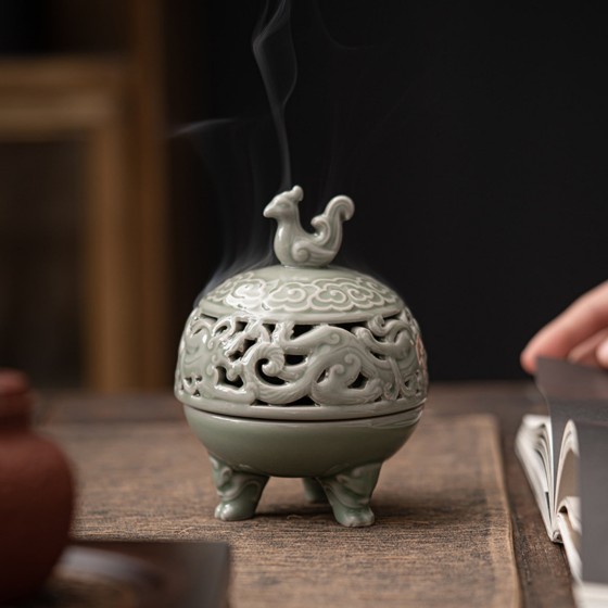 KyLin Aura Vermilion Bird Ceramic Incense Burner