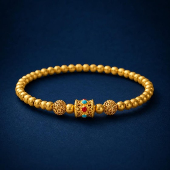 Meditation Bracelet Gold Bead Bracelet Tibetan Style Amulet Lucky Yoga Jewelry Gift for Her