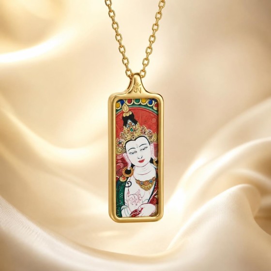 Samantabhadra Necklace, Buddhist Wisdom Amulet, Tibetan Thangka Gift
