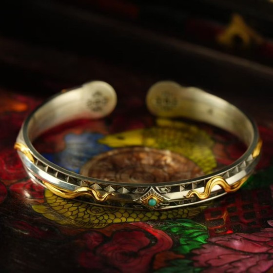 Tibetan Manjushri Wisdom Sword Sterling Silver Women’s Bracelet