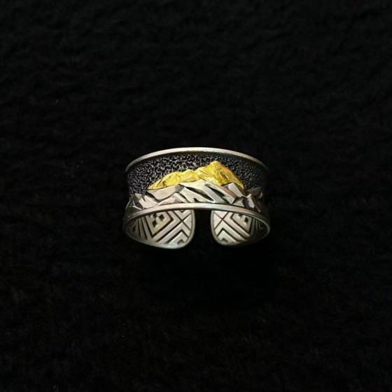 Tibetan Mount Everest Sterling Silver Adjustable Ring