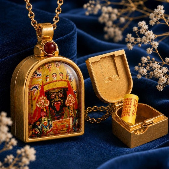 Zaki Lhamo Prayer Box Necklace, Openable Tibetan Titanium Pendant, Feminine Protection Gift