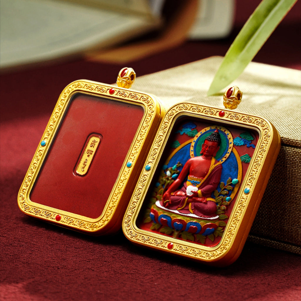 Hand-painted Tibetan Buddhist necklace and Buddha pendant