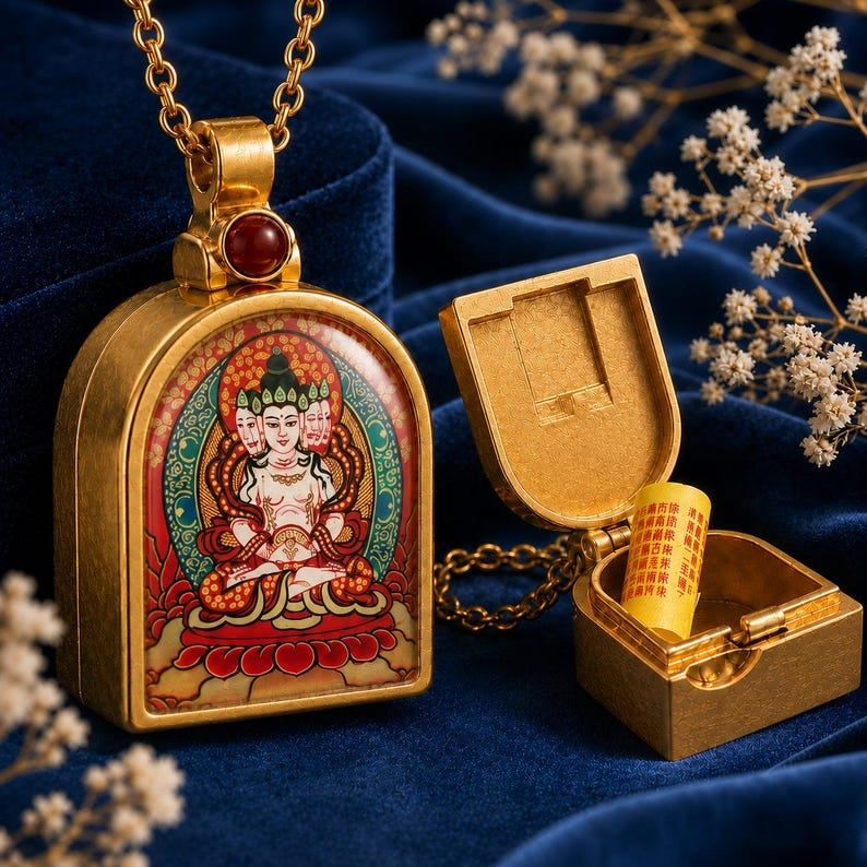 KyLin Aura meditation Tibetan Buddhist prayer box necklace
