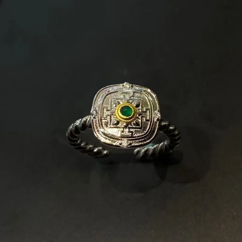 KyLin Aura Tibetan mandala sterling silver adjustable ring