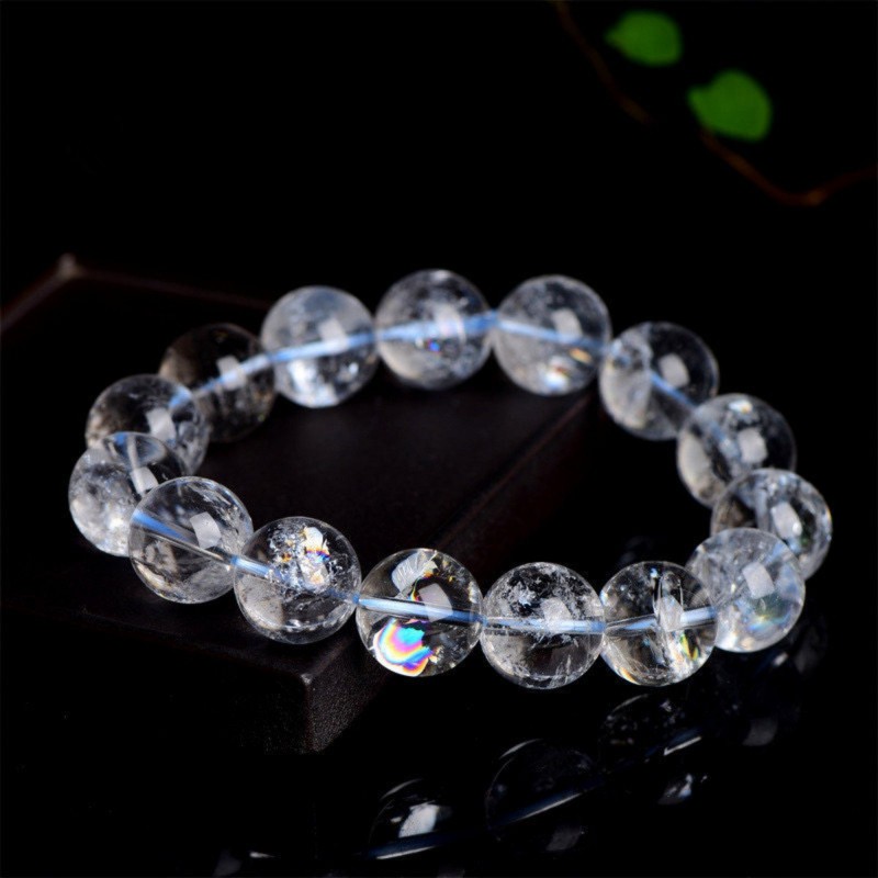 Natural rainbow white crystal prayer beads bracelet