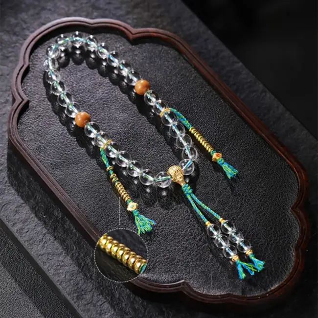 KyLin Aura sandalwood and white crystal bead bracelet, product 107