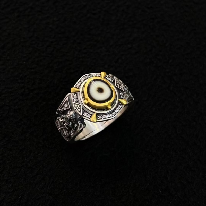 KyLin Aura Marici Dzi silver ring with vajra details