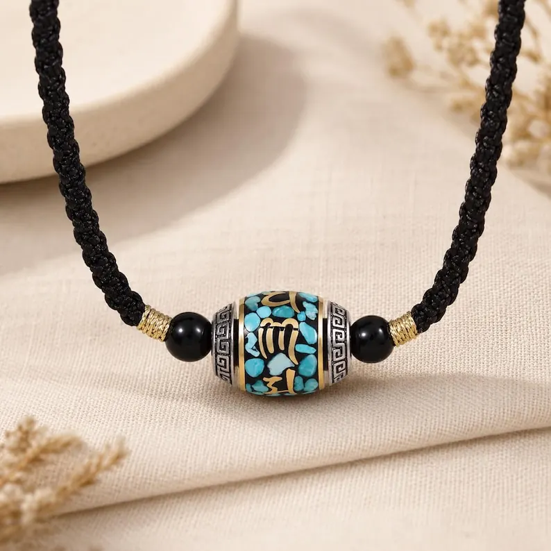 KyLin Aura turquoise rotating mantra bead necklace