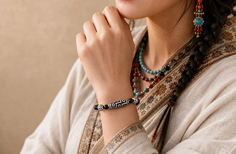 Thangka jewelry journal and mala beads for mindful living